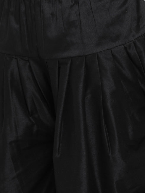 Vastramay Vastramay Men's Mustard Silk Blend Curved Kurta Dhoti Set